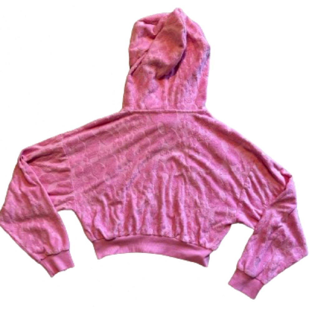 Barbie™ Pink Floral Cropped Zip-Up Hoodie - Picture 10 of 14